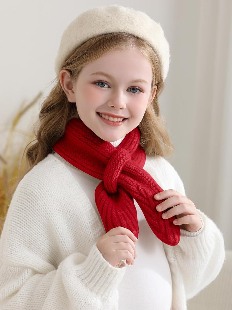 Haloumoning Kids Girls Knit Scarf Toddler Warm Winter Cross Tie Wrap Neck Warmer Cute Scarves 1-14 Years - Image 3